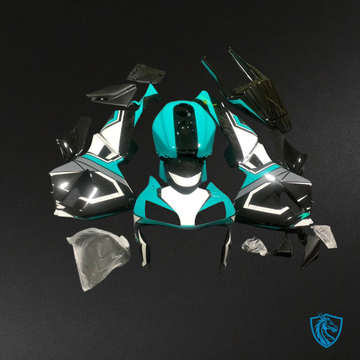 Honda CBR600RR F5 (2003-2004) Turquoise Blue, Black and White Fairing Kit - ABS Bodywork