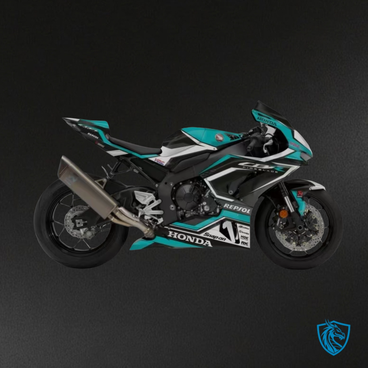 Honda CBR600RR F5 (2003-2004) Turquoise Blue, Black and White Fairing Kit - ABS Bodywork