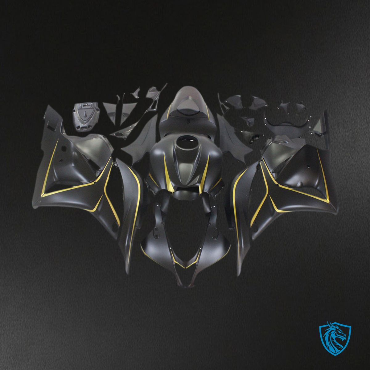 Honda CBR600RR F5 (2009-2012) Matte Black & Gold Fairing Kit | ABS Bodywork