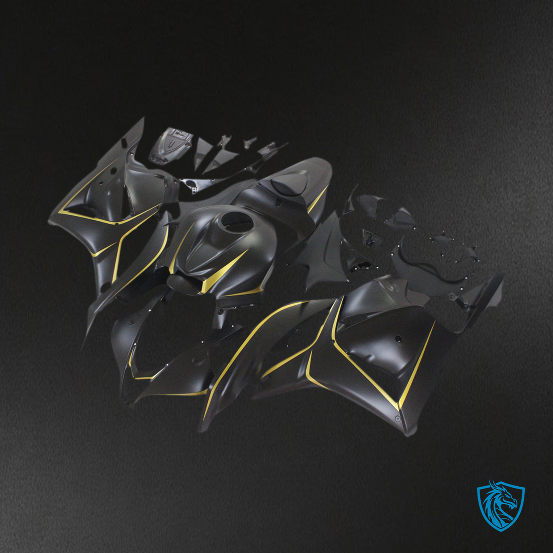 Honda CBR600RR F5 (2009-2012) Matte Black & Gold Fairing Kit | ABS Bodywork