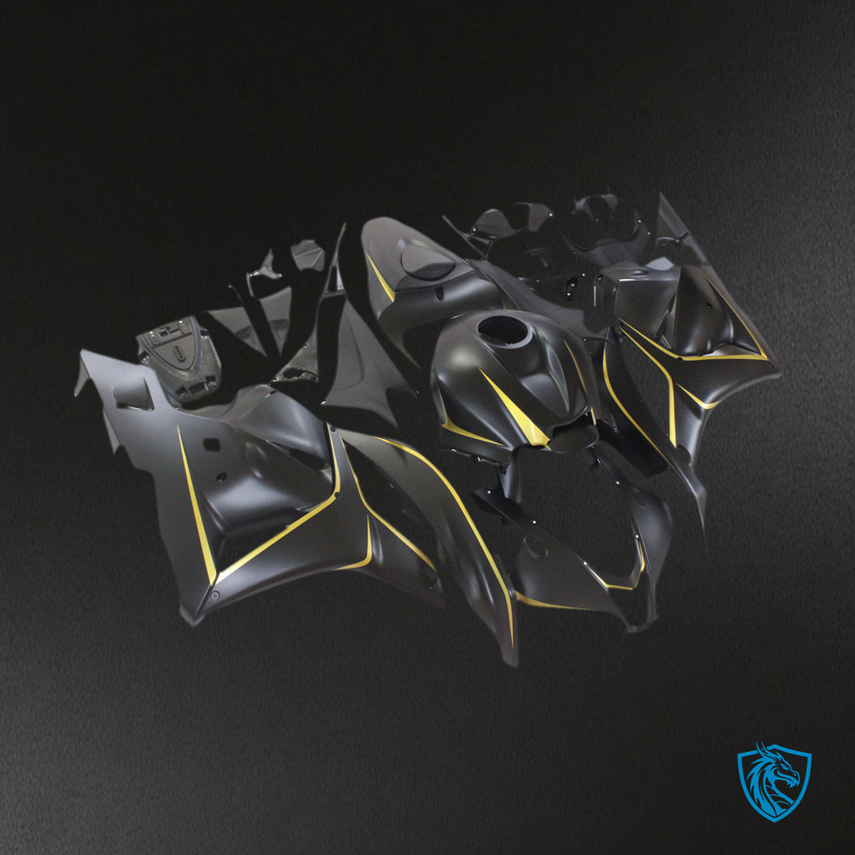 Honda CBR600RR F5 (2009-2012) Matte Black & Gold Fairing Kit | ABS Bodywork