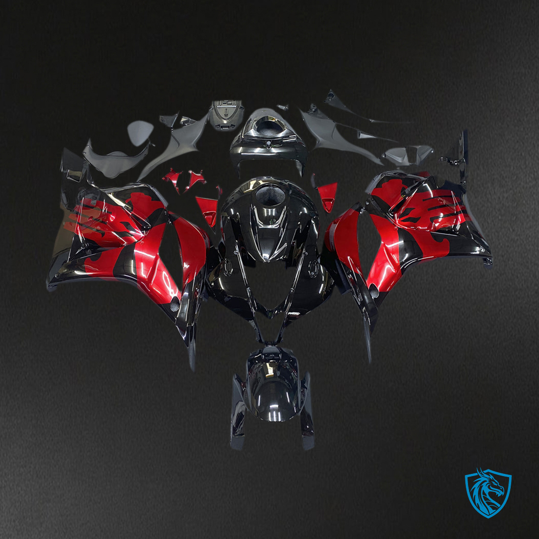 Honda CBR600RR F5 (2009-2012) Black & Red Fairing Kit - Aftermarket ABS Bodywork