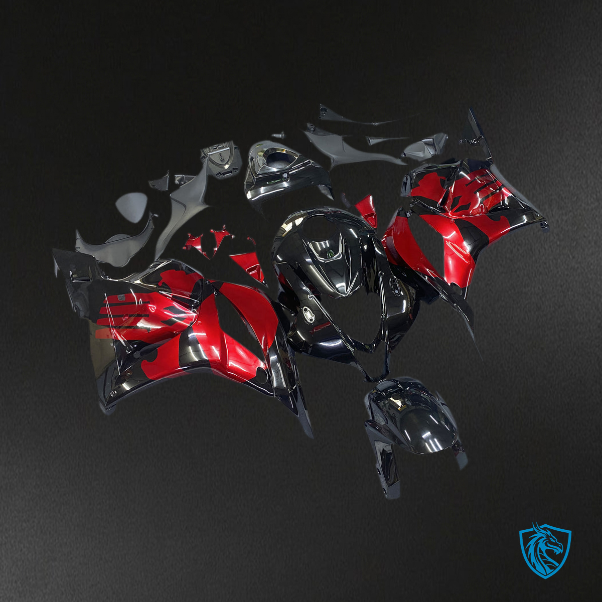 Honda CBR600RR F5 (2009-2012) Black & Red Fairing Kit - Aftermarket ABS Bodywork