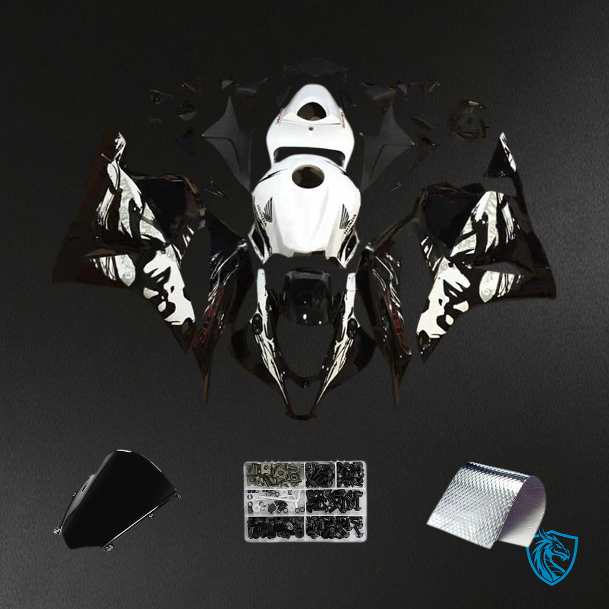 Honda CBR600RR F5 (2009-2012) White & Black Fairing Kit - Aftermarket ABS Bodywork