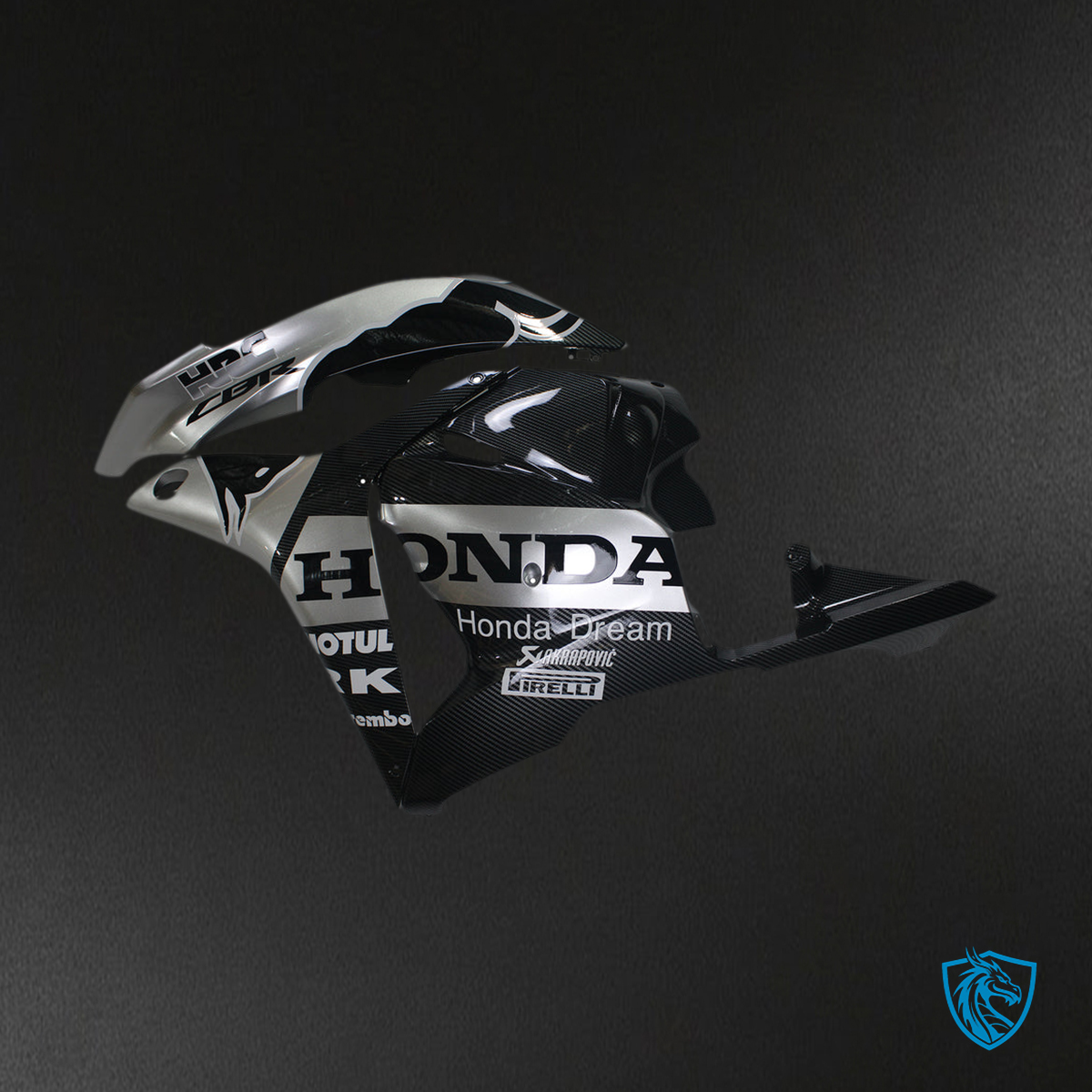 Honda CBR600RR F5 (2009-2012) Black, White & Silver - Custom ABS Fairing Kit