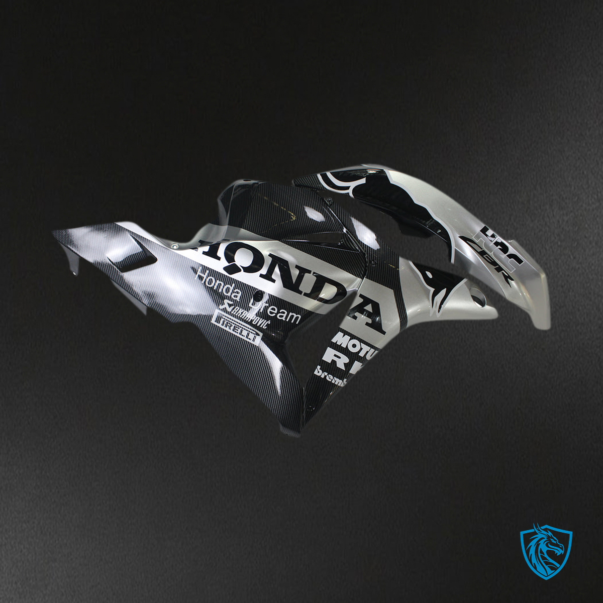 Honda CBR600RR F5 (2009-2012) Black, White & Silver - Custom ABS Fairing Kit