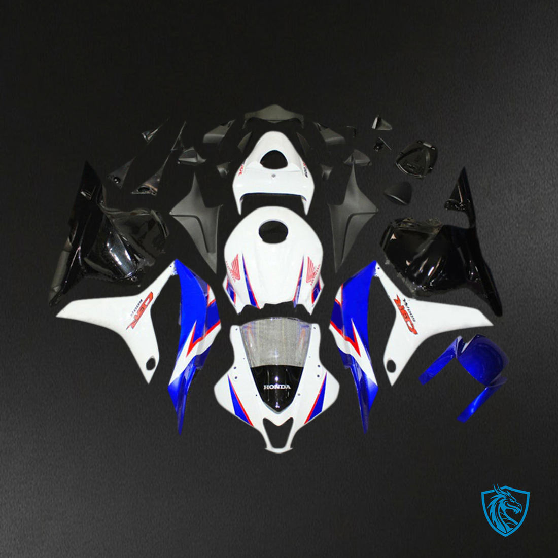 Honda CBR600RR F5 (2009-2012) White, Blue & Black Fairing Kit - Aftermarket ABS Bodywork