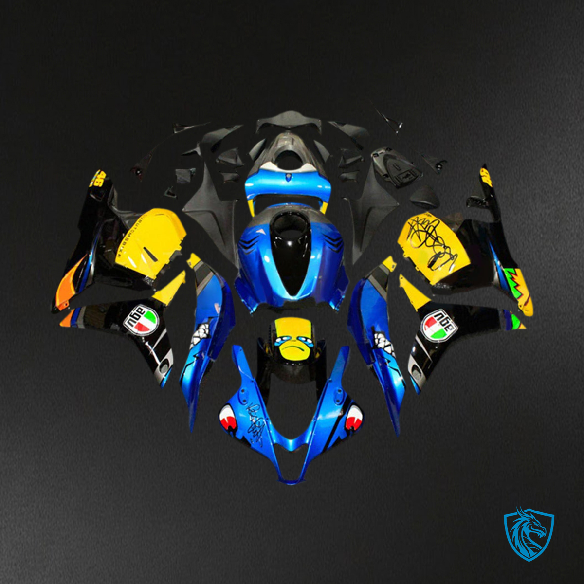 Honda CBR600RR F5 (2009-2012) Blue, Black & Yellow Fairing Kit | ABS Bodywork
