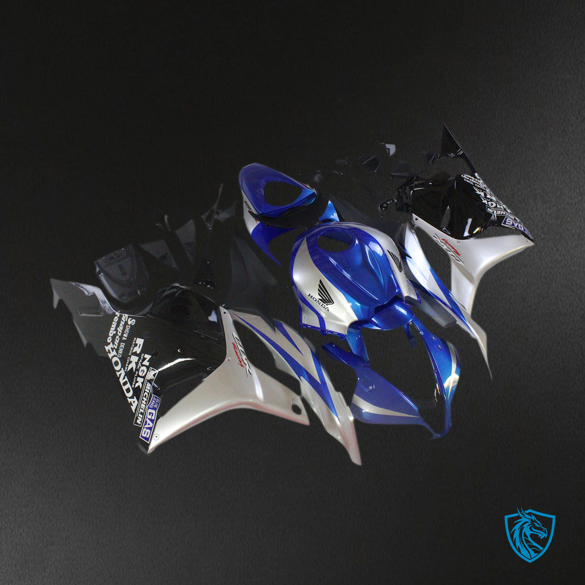 Honda CBR600RR F5 (2009-2012) Blue, Silver & Black Fairing Kit | ABS Bodywork