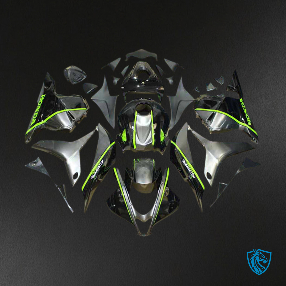 Honda CBR600RR F5 (2009-2012) Black & Green - Custom ABS Fairing Kit