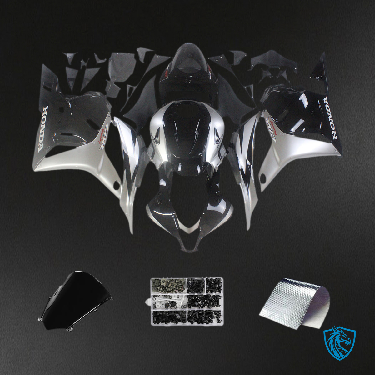 Honda CBR600RR F5 (2009-2012) Black & Silver Fairing Kit - Aftermarket ABS Bodywork