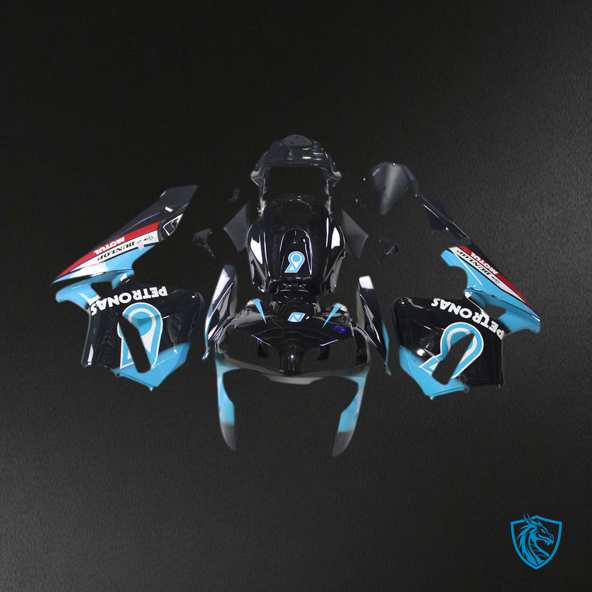 Honda CBR600RR (2003-2004) Black & Light blue F5 - MERGEment Motorcycle Fairings Kit