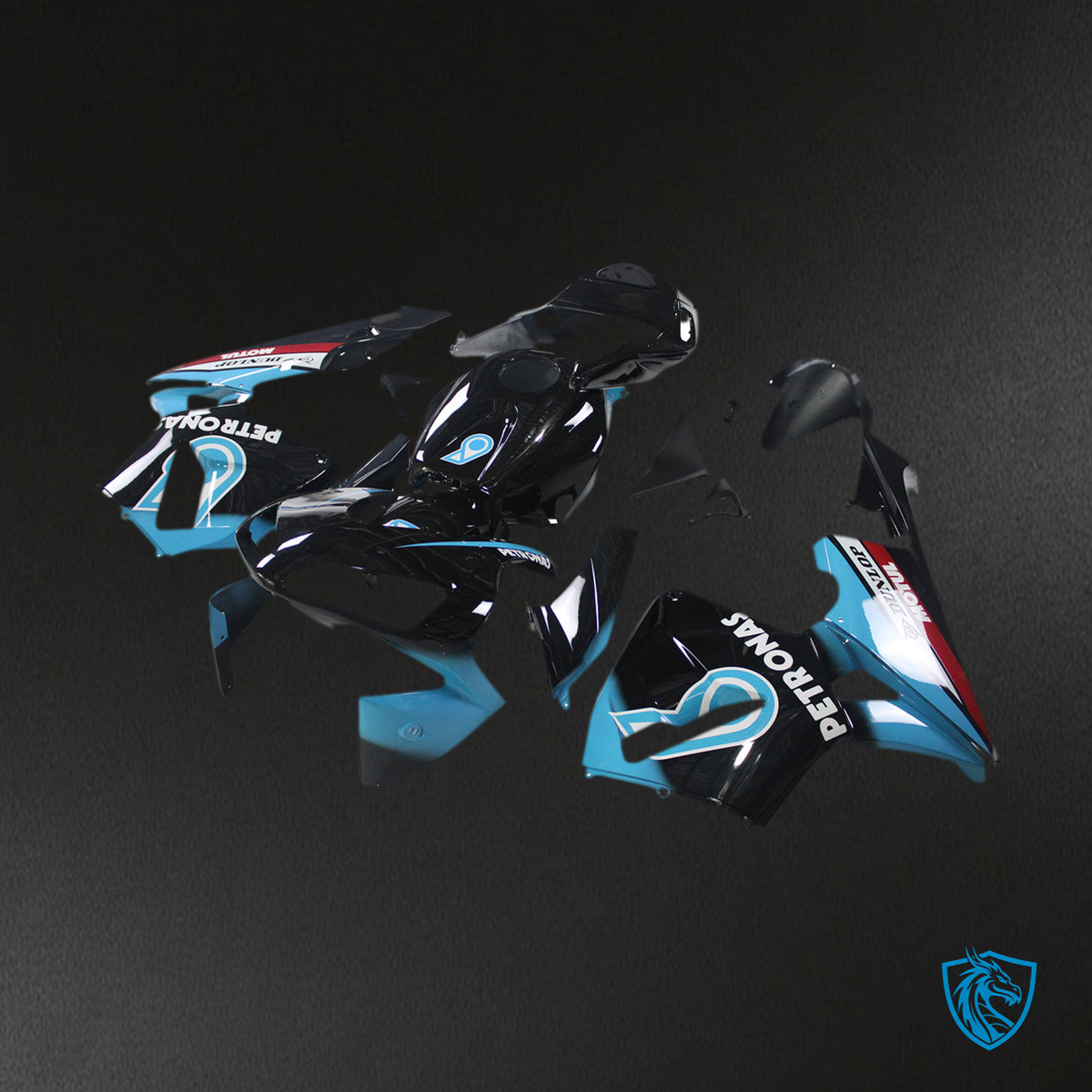 Honda CBR600RR (2003-2004) Black & Light blue F5 - MERGEment Motorcycle Fairings Kit