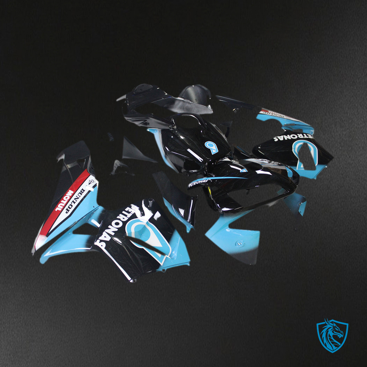 Honda CBR600RR (2003-2004) Black & Light blue F5 - MERGEment Motorcycle Fairings Kit