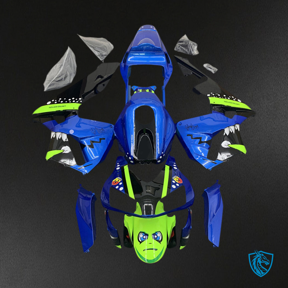 Honda CBR600RR (2003-2004) Blue & Green F5 - Custom ABS Fairing Kit
