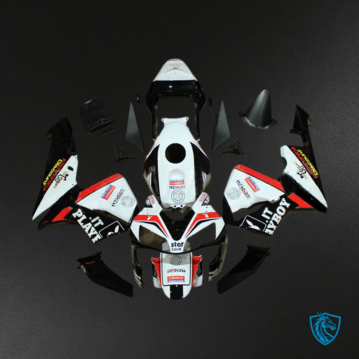 Honda CBR600RR (2003-2004) White, Black & Red F5 Fairing Kit | ABS Bodywork