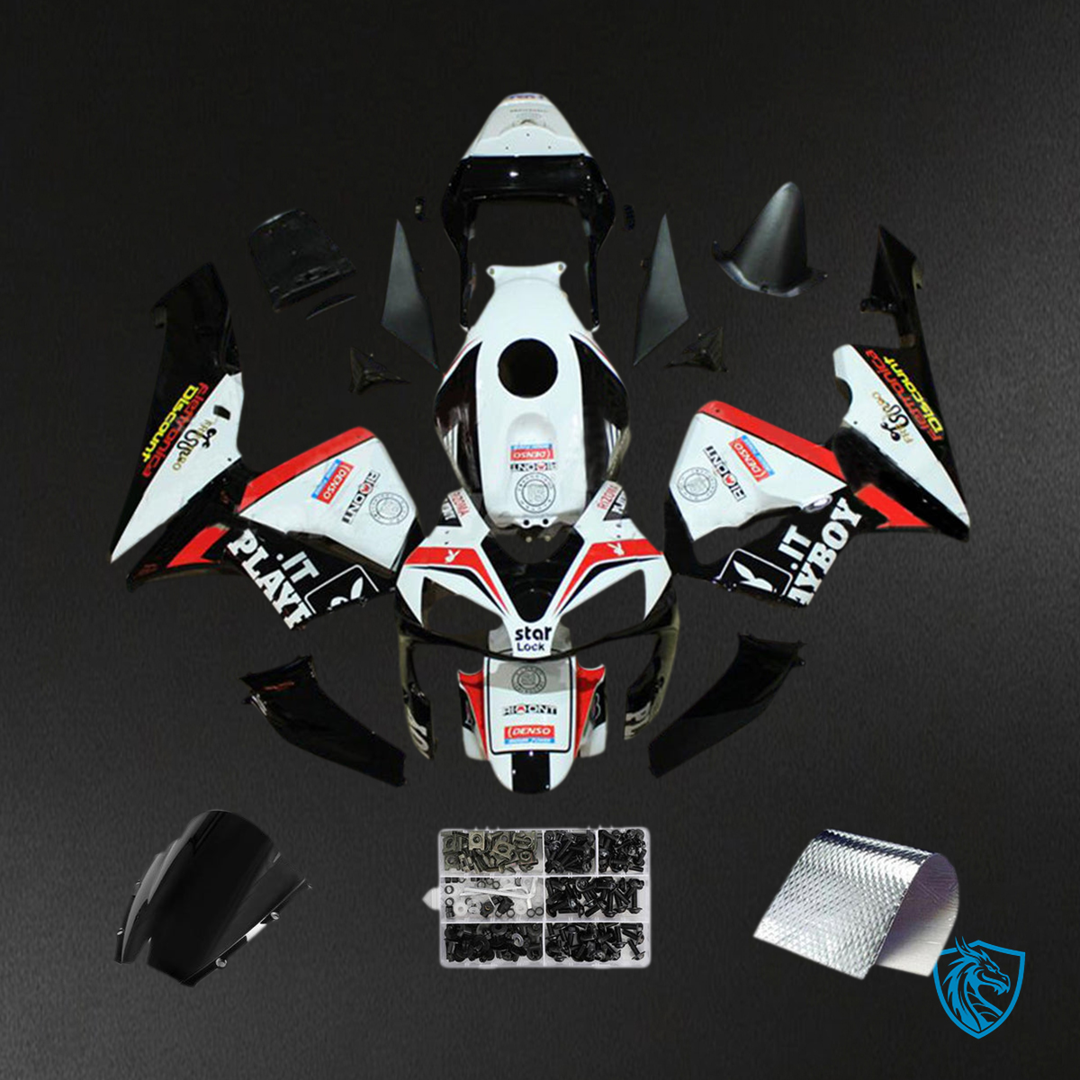 Honda CBR600RR (2003-2004) White, Black & Red F5 Fairing Kit | ABS Bodywork