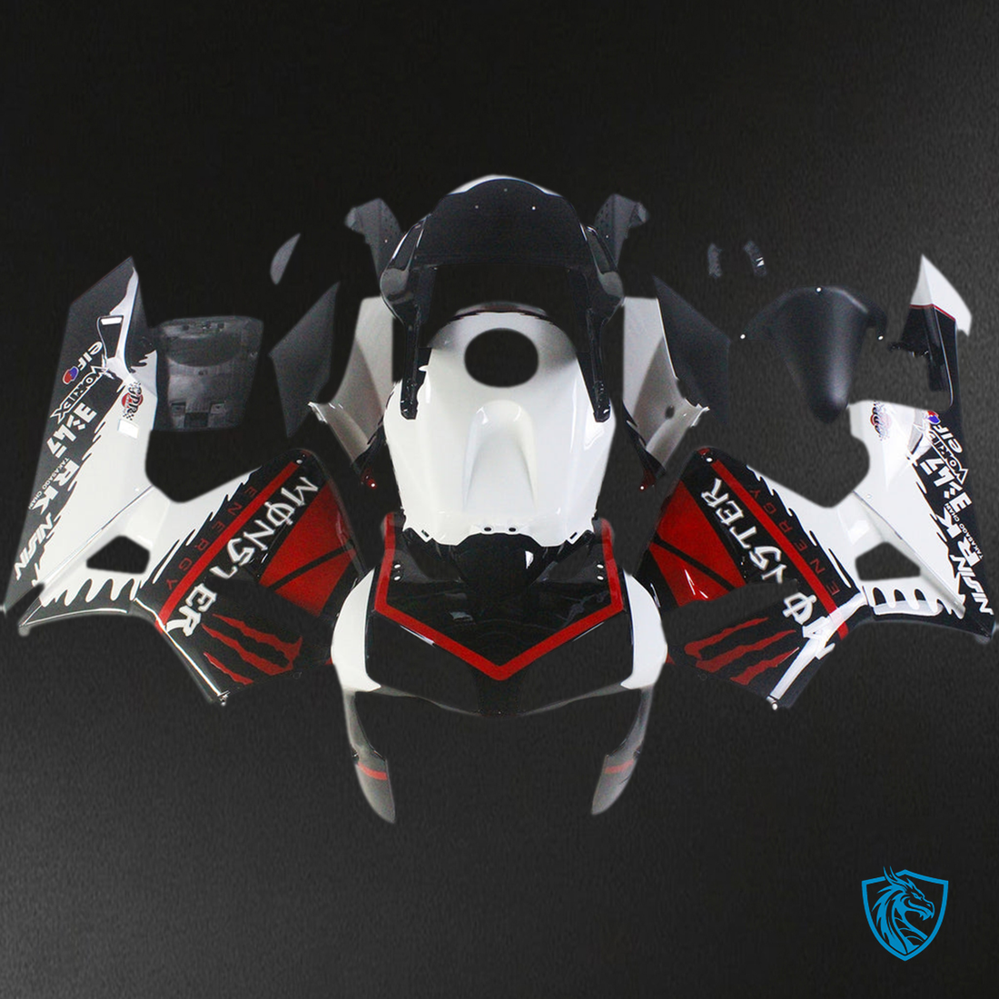 Honda CBR600RR (2003-2004) White, Black & Red F5 Fairing Kit | ABS Bodywork