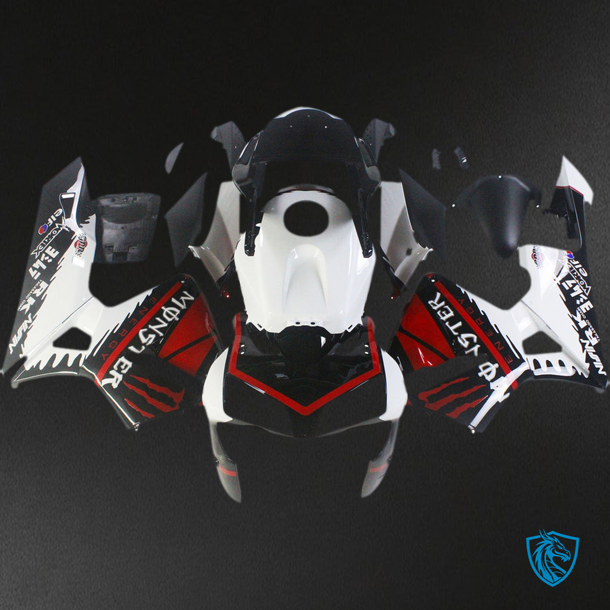 Honda CBR600RR (2003-2004) White, Black & Red F5 Fairing Kit | ABS Bodywork
