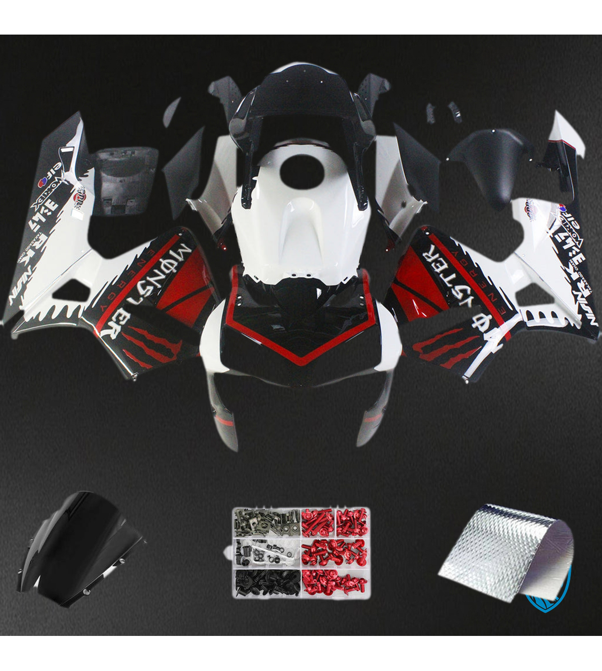 Honda CBR600RR (2003-2004) White, Black & Red F5 Fairing Kit | ABS Bodywork