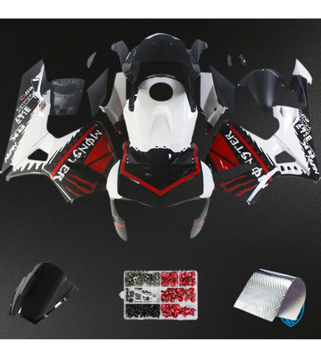 Honda CBR600RR (2003-2004) White, Black & Red F5 Fairing Kit | ABS Bodywork