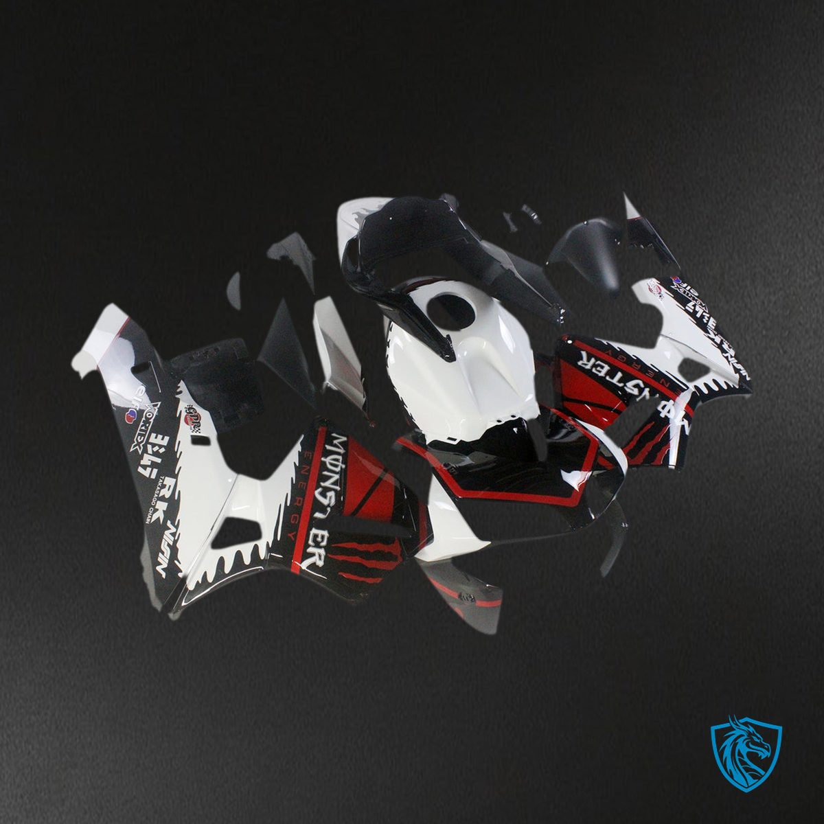Honda CBR600RR (2003-2004) White, Black & Red F5 Fairing Kit | ABS Bodywork
