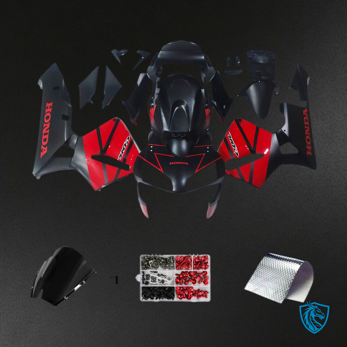 Honda CBR600RR (2003-2004) Black & Red F5 - MERGEment Motorcycle Fairings Kit