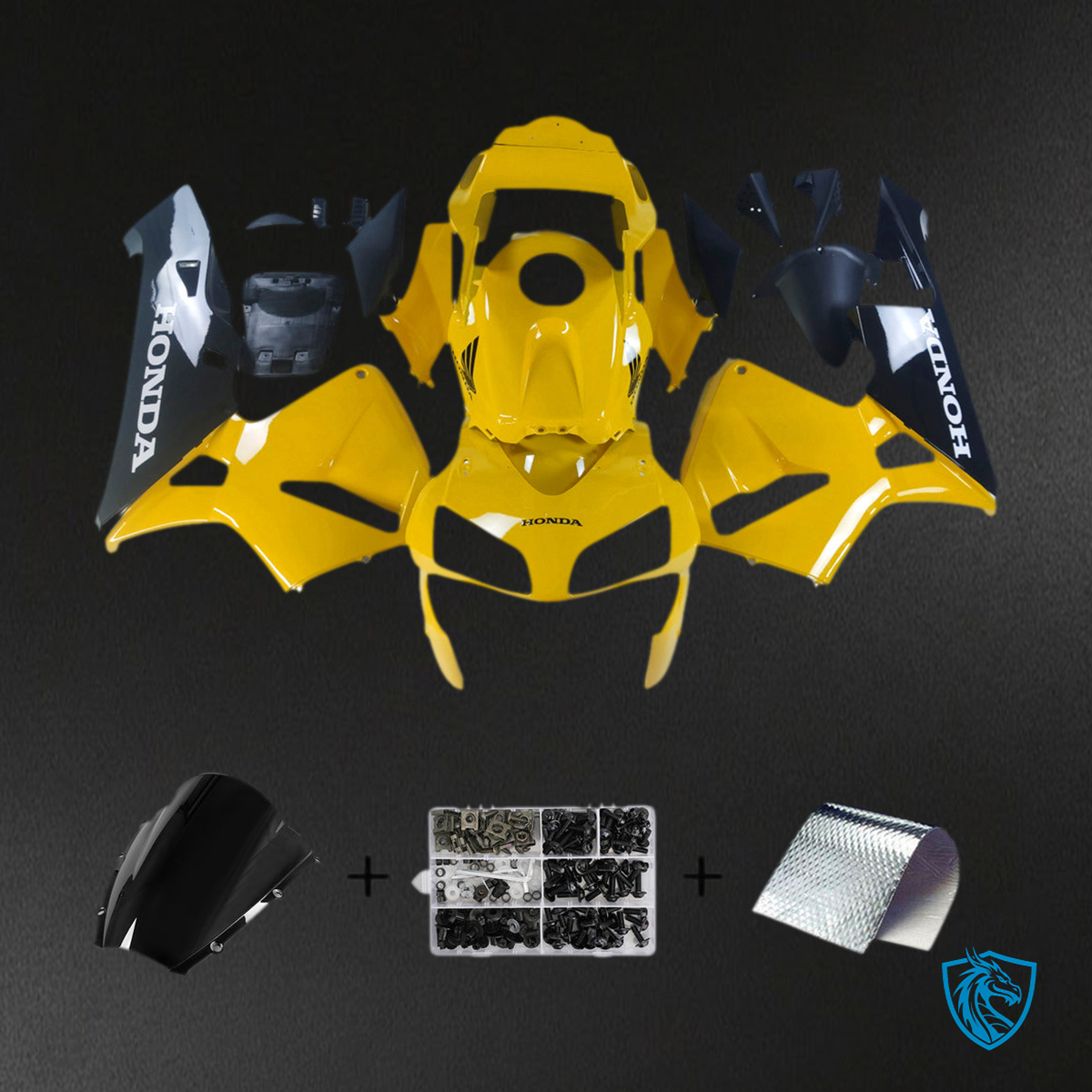 Honda CBR 600 RR, (2003-2004) Fairings Kit - Yellow & Black - ABS Bodywork