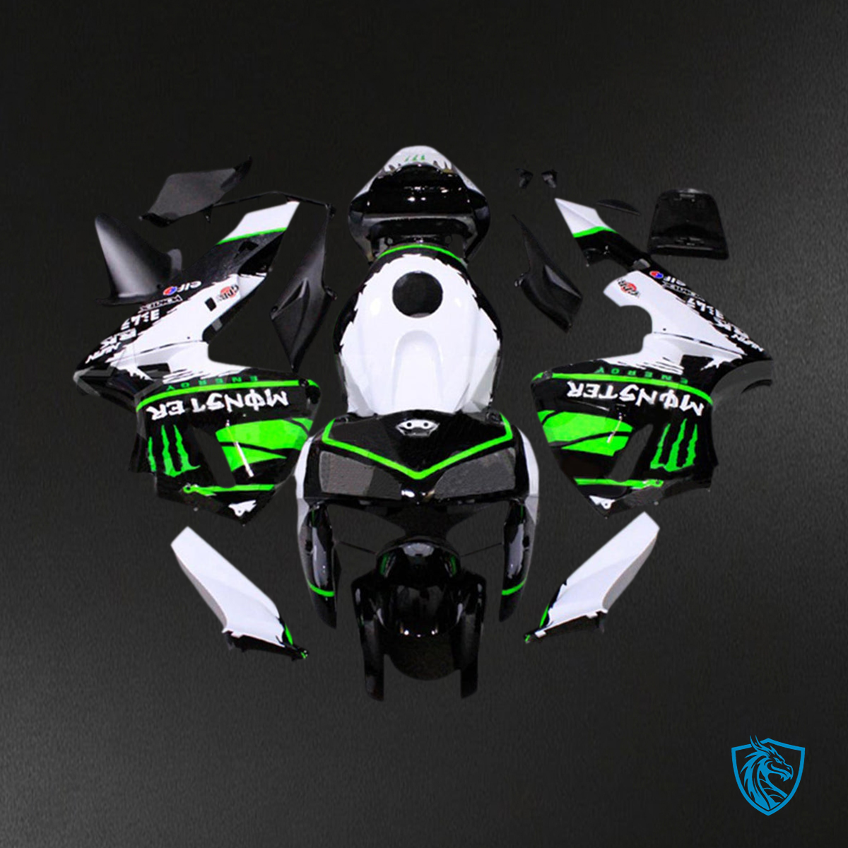 Honda CBR600RR (2005-2006) White, Black Monster F5 - MERGEment Motorcycle Fairings Kit