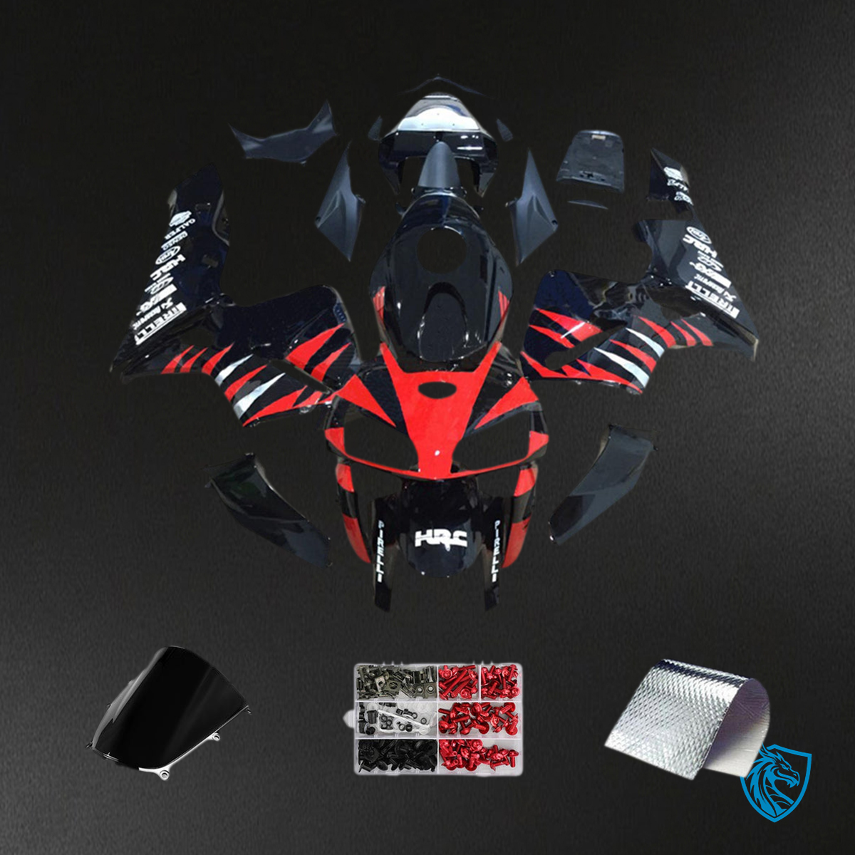 Honda CBR600RR (2005-2006) Black & Red F5 Fairing Kit - Aftermarket ABS Bodywork