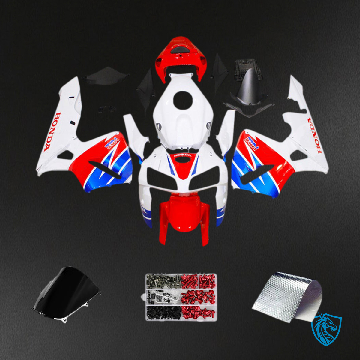 Honda CBR600RR (2005-2006) White, Blue & Red F5  - Custom ABS Fairing Kit