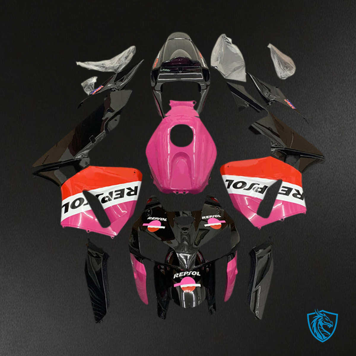 Honda CBR600RR (2005-2006) Black, Orange & Pink F5 - Custom ABS Fairing Kit