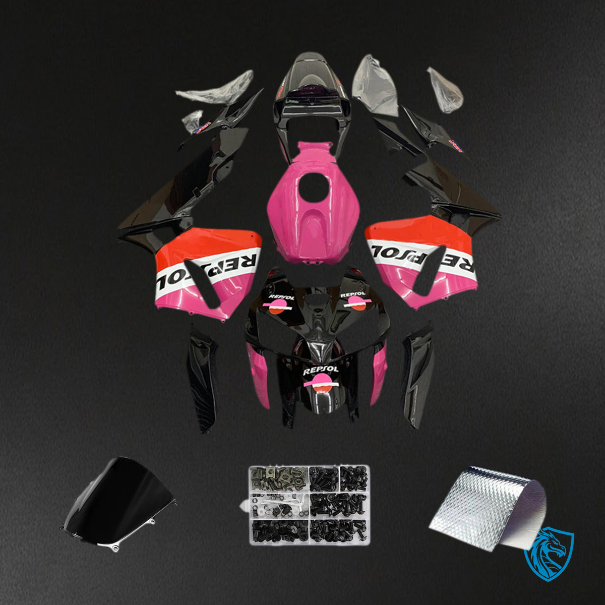 Honda CBR600RR (2005-2006) Black, Orange & Pink F5 - Custom ABS Fairing Kit