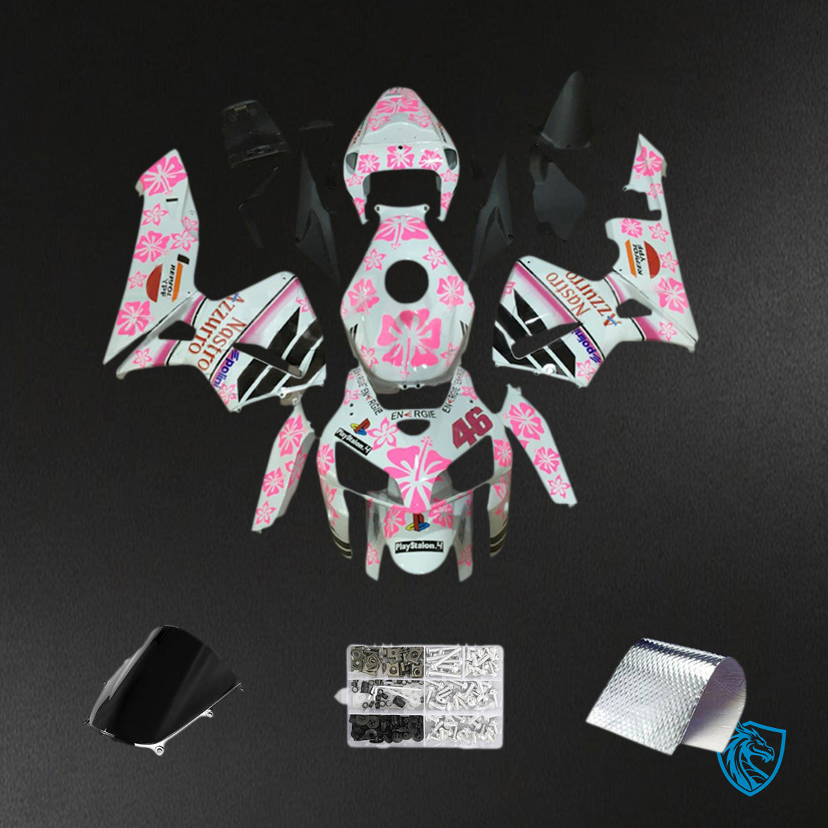 Honda CBR600RR (2005-2006) White & Pink F5 Fairing Kit | ABS Bodywork