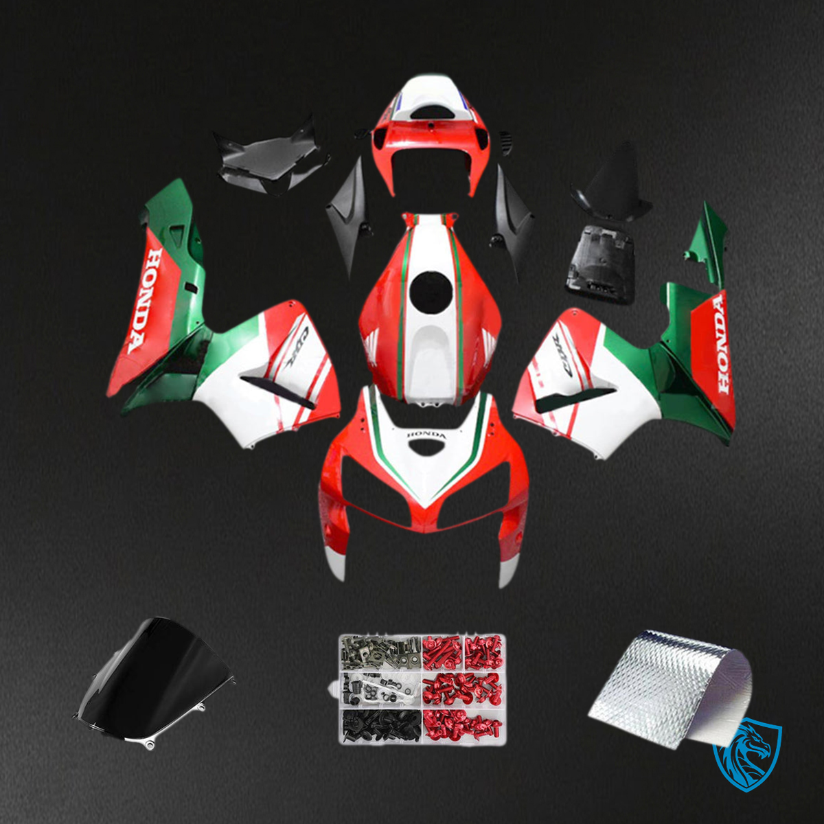 Honda CBR600RR (2005-2006) Red, White & Green F5 - MERGEment Motorcycle Fairings Kit