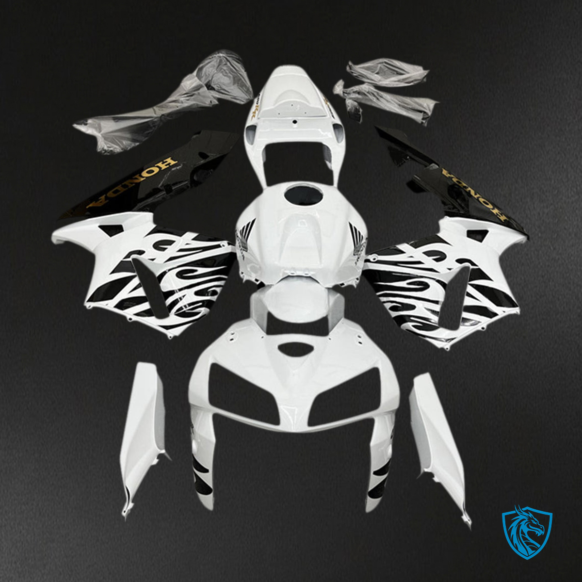 Honda CBR600RR (2005-2006) White & Black F5 - Custom ABS Fairing Kit