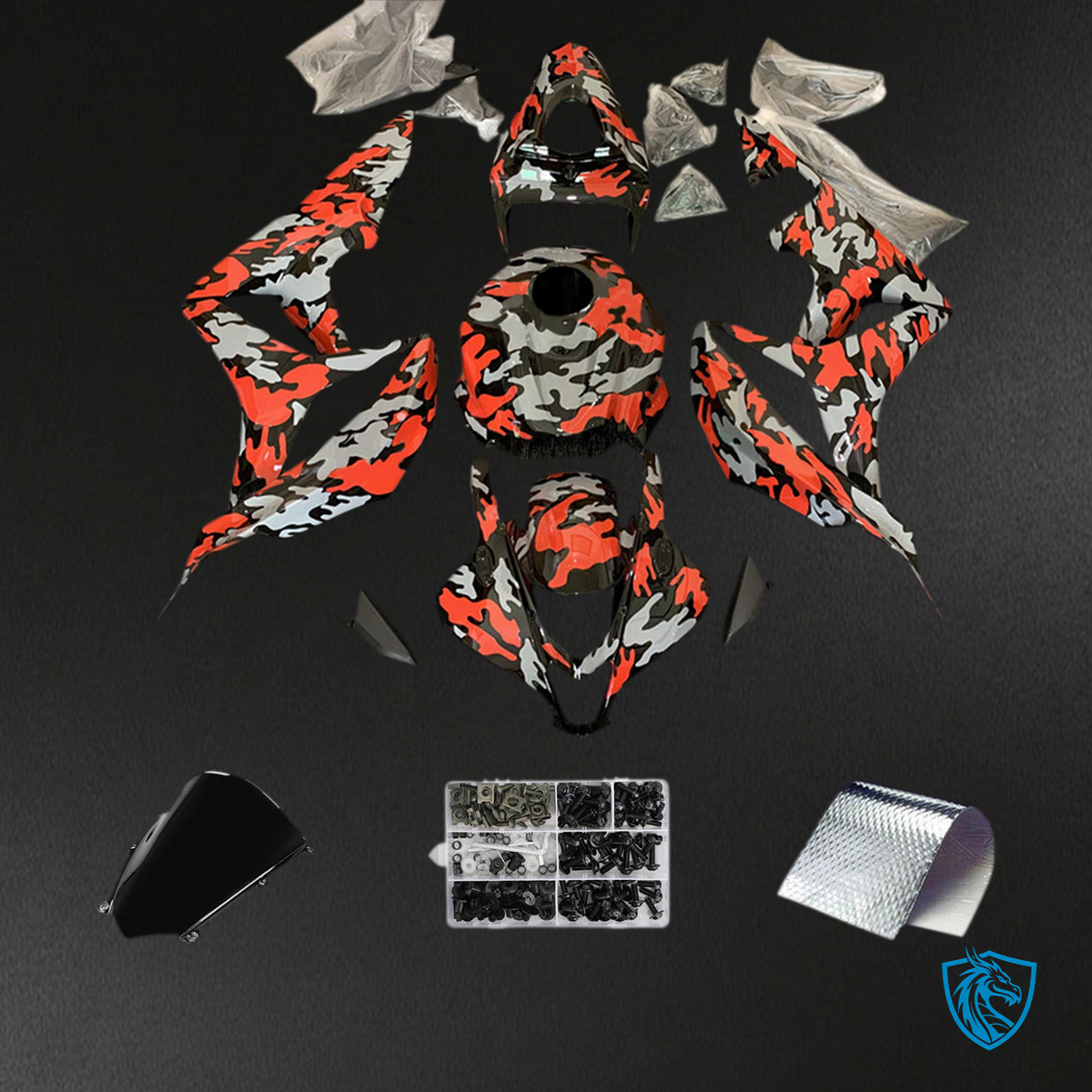 Honda CBR600RR (2007-2008) Gloss Light Orange Camo F5 Fairing Kit | ABS Bodywork