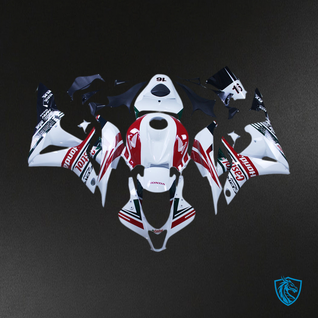 Honda CBR600RR (2007-2008) White, Red & Black F5 Fairing Kit - Aftermarket ABS Bodywork