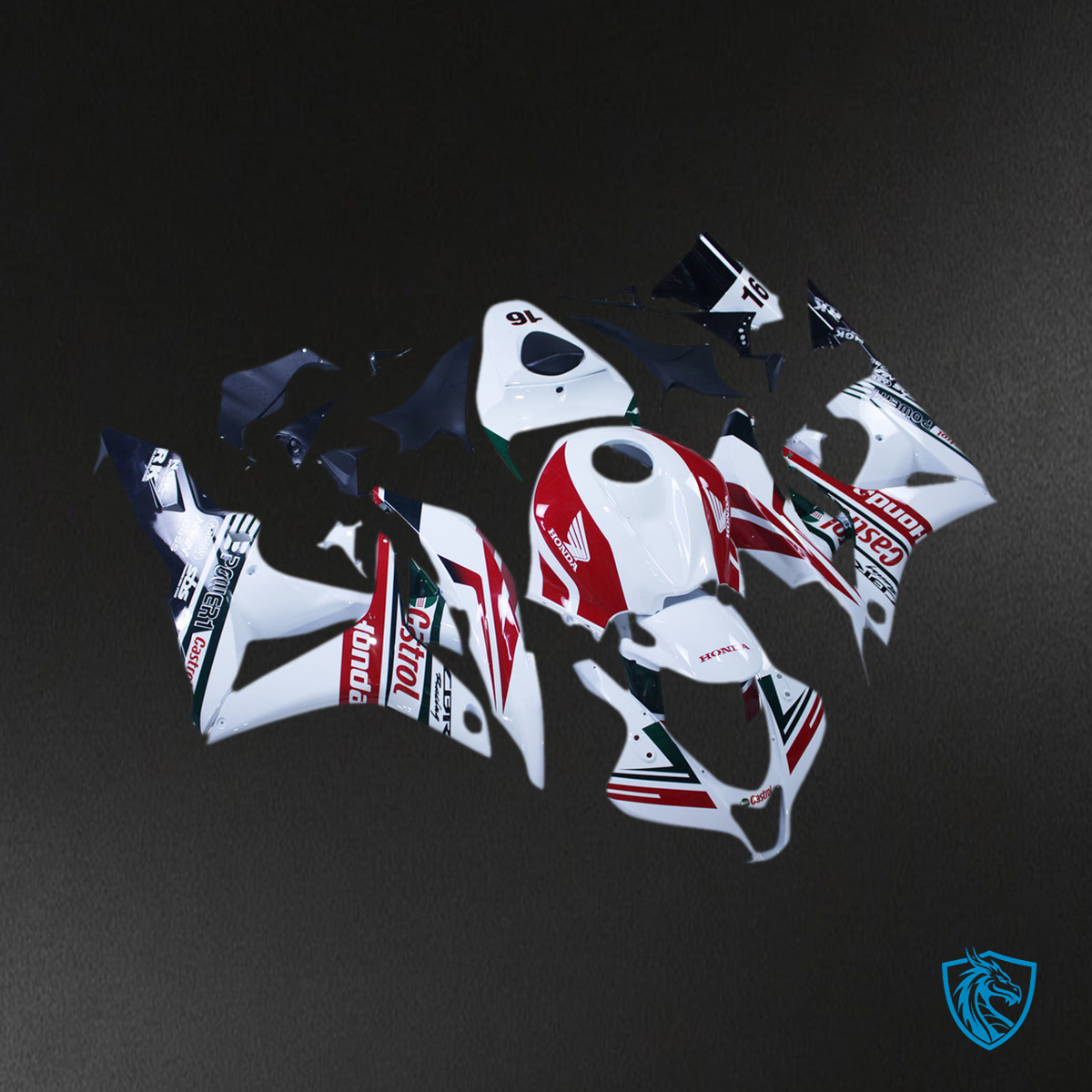 Honda CBR600RR (2007-2008) White, Red & Black F5 Fairing Kit - Aftermarket ABS Bodywork