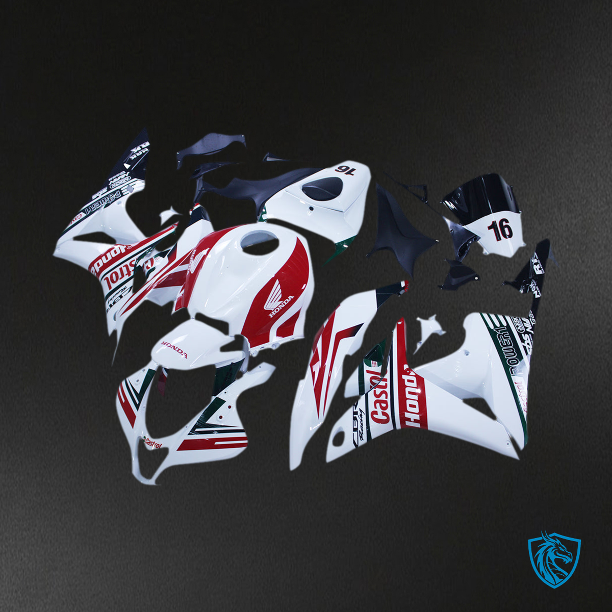 Honda CBR600RR (2007-2008) White, Red & Black F5 Fairing Kit - Aftermarket ABS Bodywork
