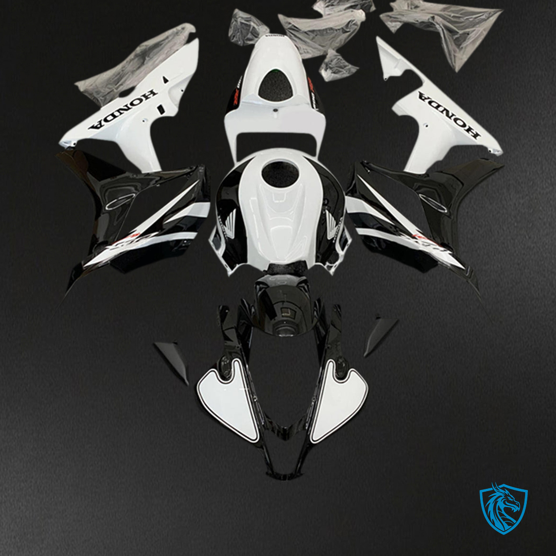 Honda CBR600RR (2007-2008) White & Black F5 - MERGEment Motorcycle Fairings Kit