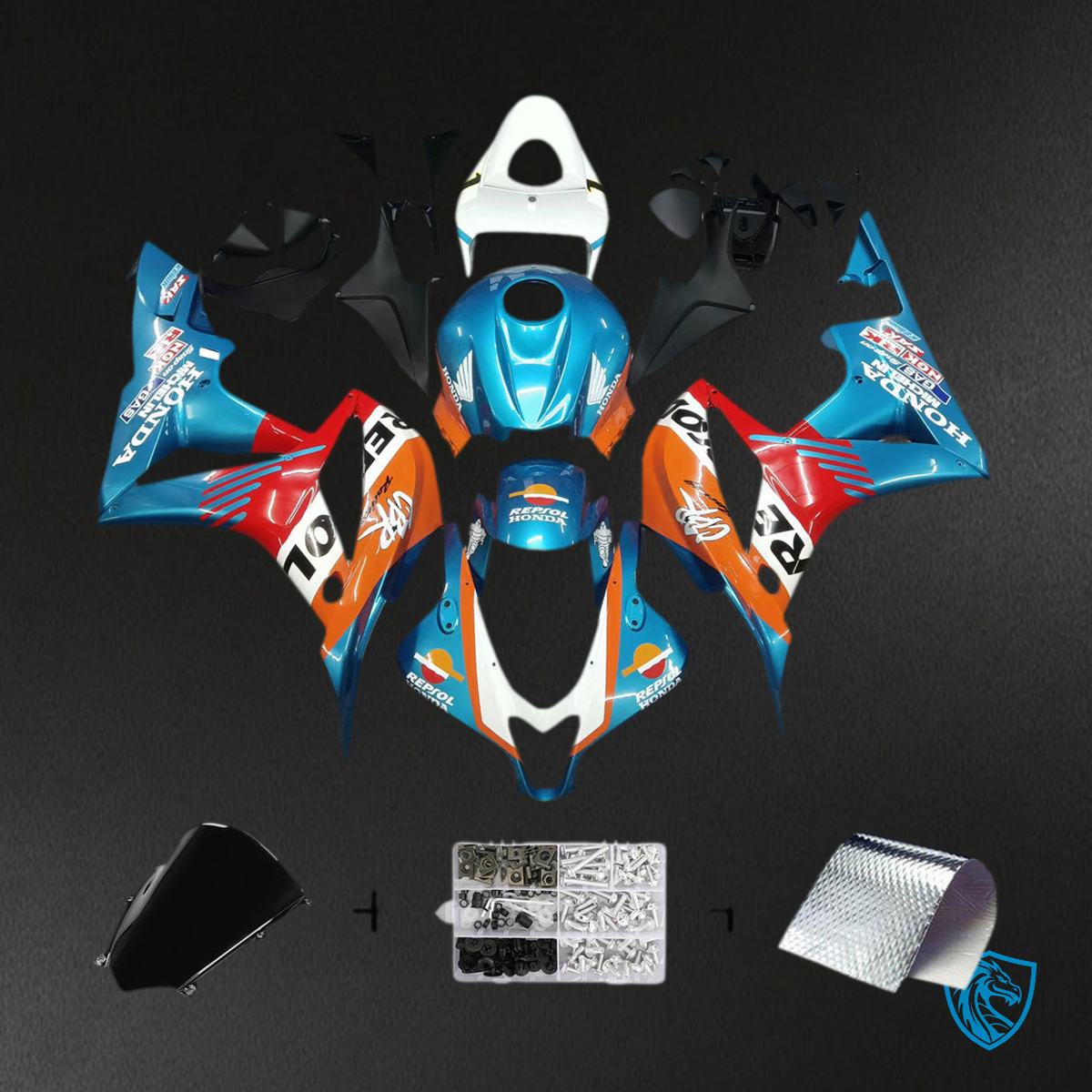 Honda CBR600RR (2007-2008) Blue, Orange & White F5 - MERGEment Motorcycle Fairings Kit