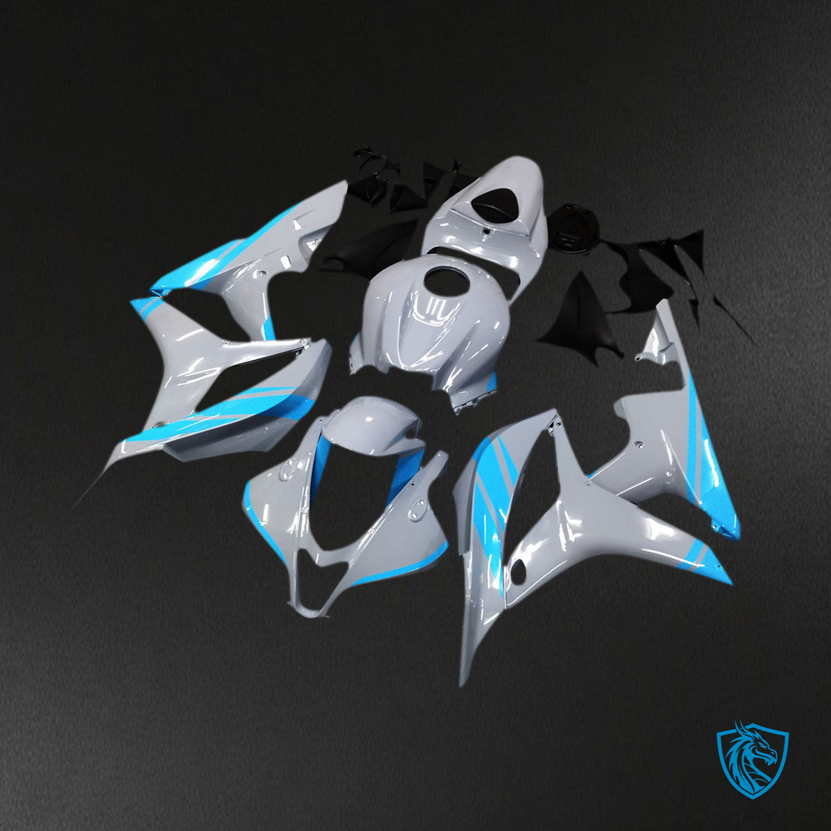 Honda CBR600RR (2007-2008) Nardo Gray & Light Blue F5 Fairing Kit - Aftermarket ABS Bodywork