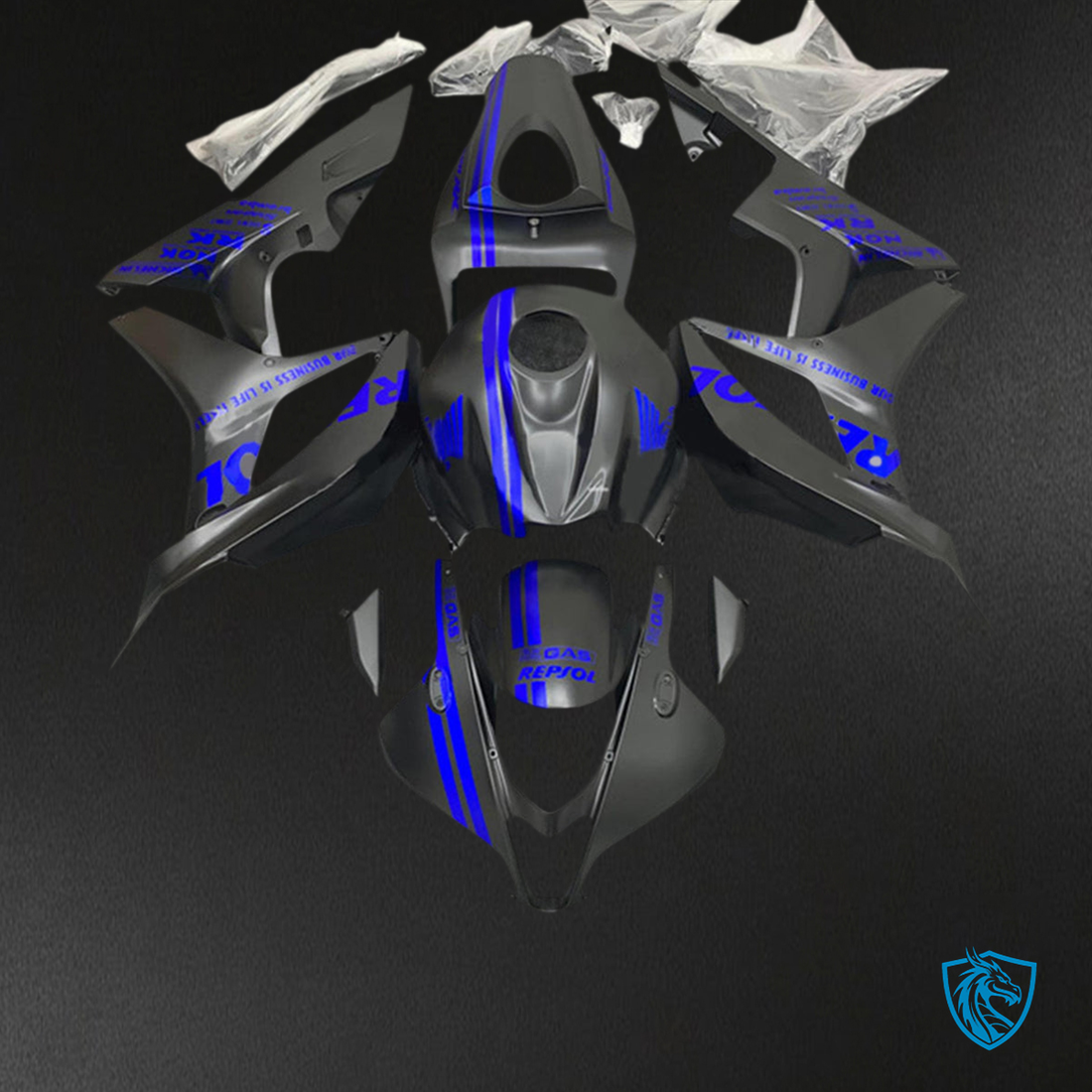 Honda CBR600RR (2007-2008) Matte Black & Blue F5 - MERGEment Motorcycle Fairings Kit