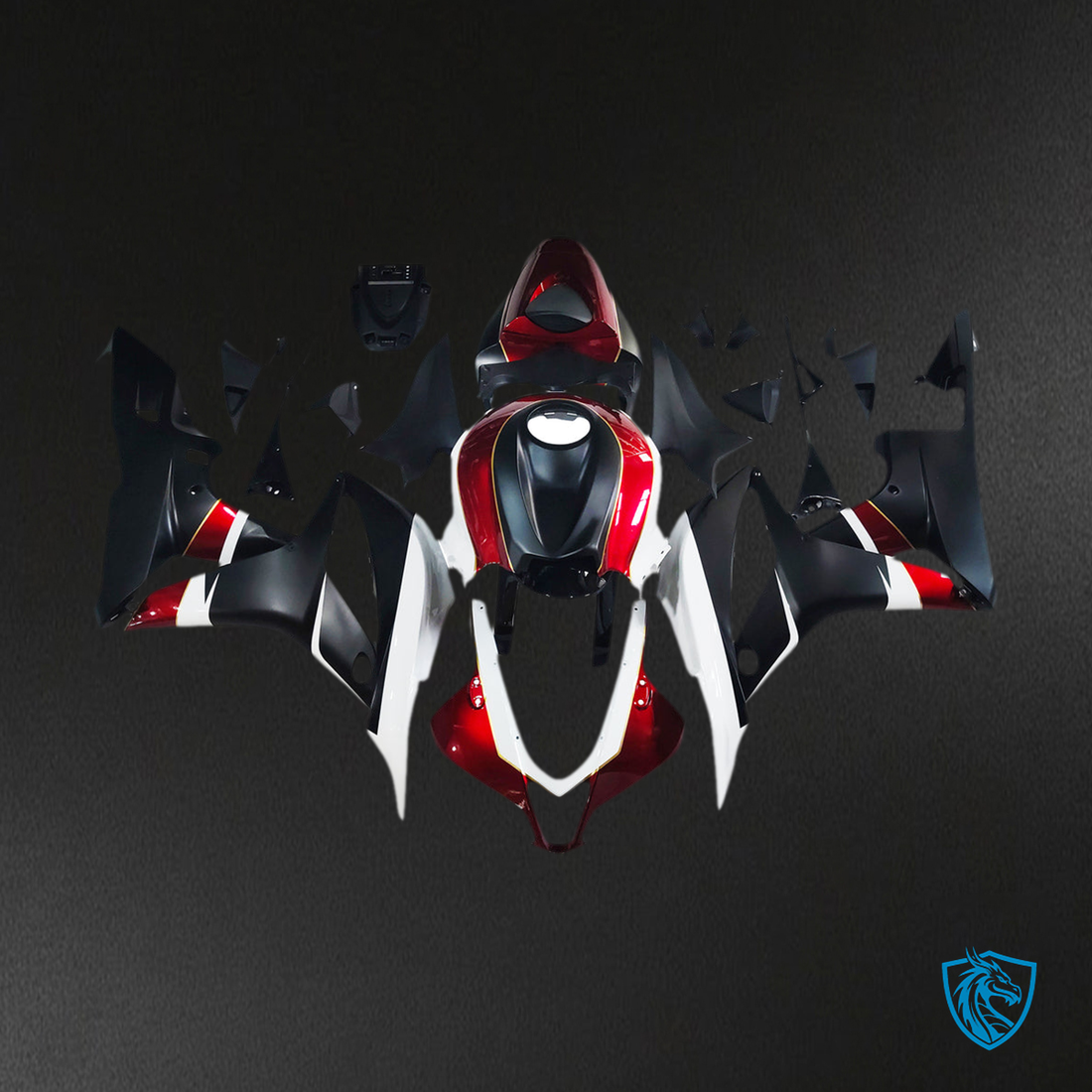 Honda CBR600RR (2007-2008) Black, Red & White F5 Fairing Kit - Aftermarket ABS Bodywork