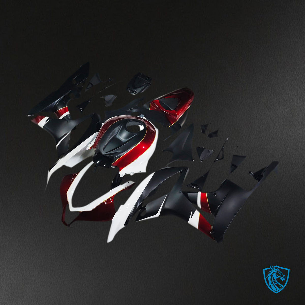 Honda CBR600RR (2007-2008) Black, Red & White F5 Fairing Kit - Aftermarket ABS Bodywork
