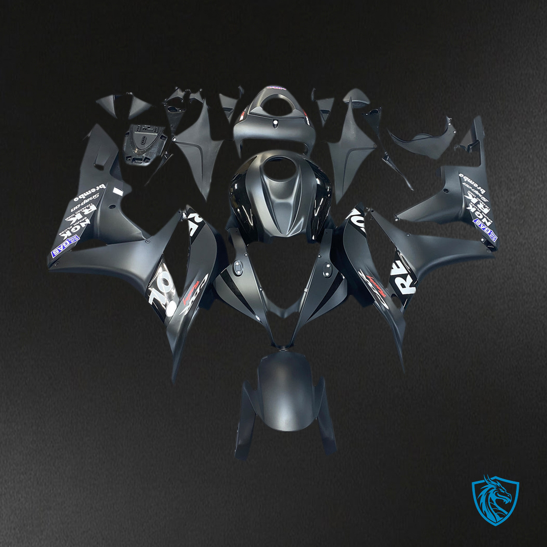 Honda CBR600RR (2007-2008) Matte Black Repsol F5 Fairing Kit - Aftermarket ABS Bodywork