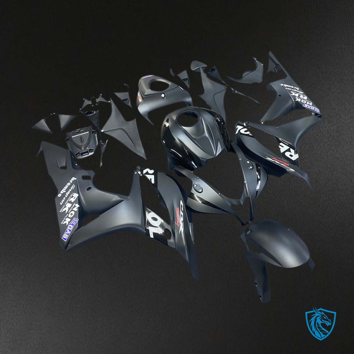 Honda CBR600RR (2007-2008) Matte Black Repsol F5 Fairing Kit - Aftermarket ABS Bodywork