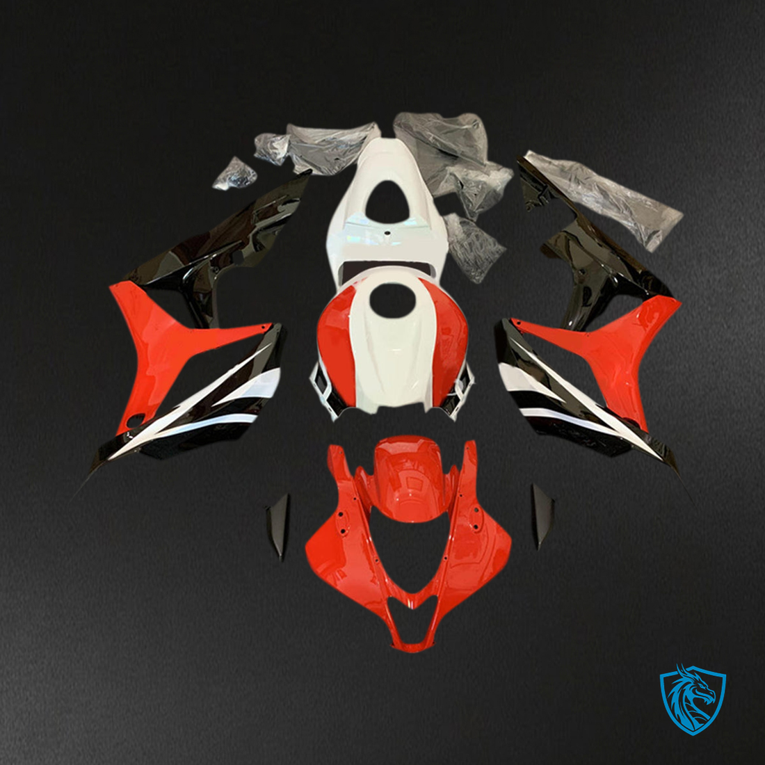 Honda CBR600RR (2007-2008) Red & White F5 - Custom ABS Fairing Kit