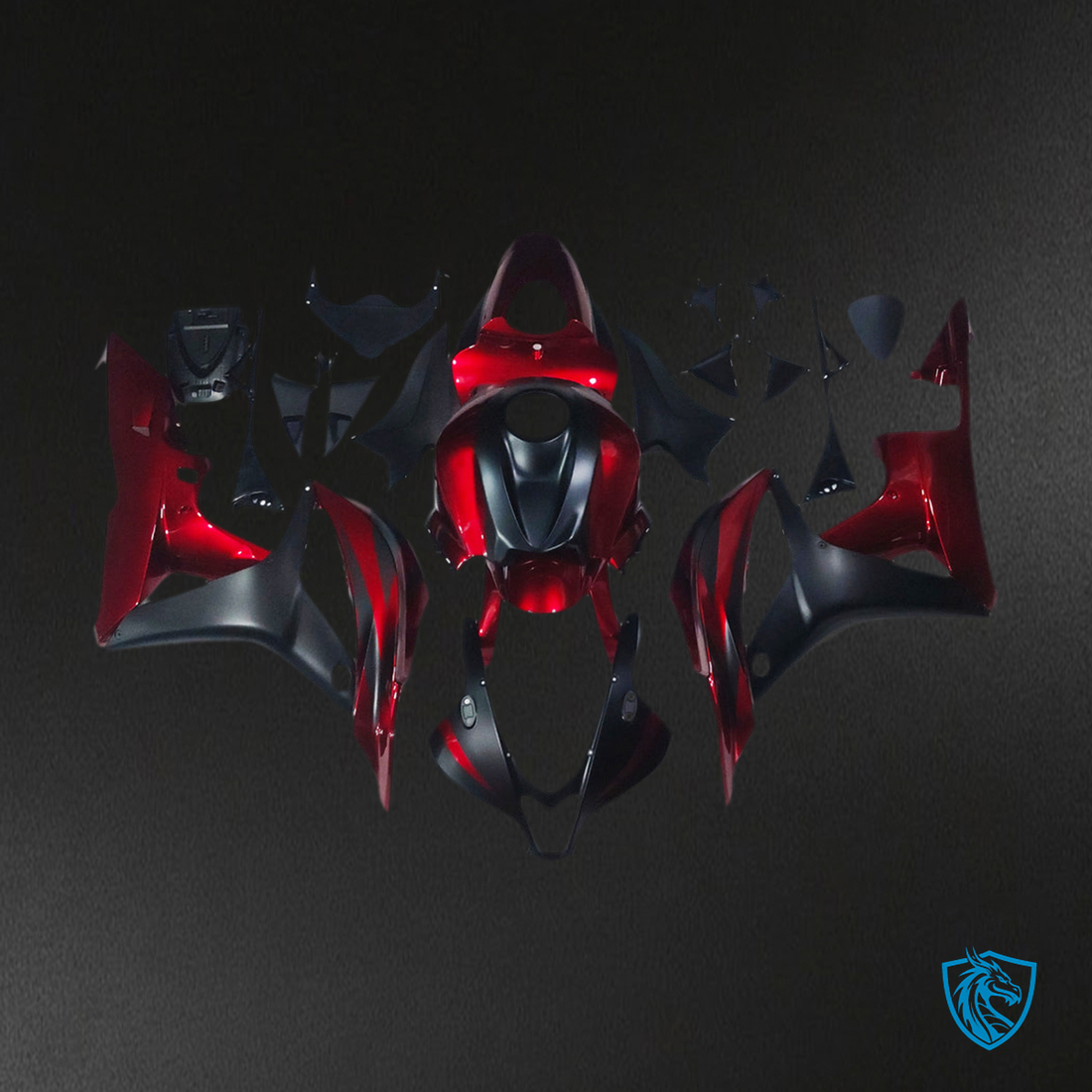 Honda CBR600RR F5 (2007-2008)  Fairing Kit - Gloss Red & Matte Black ABS Bodywork